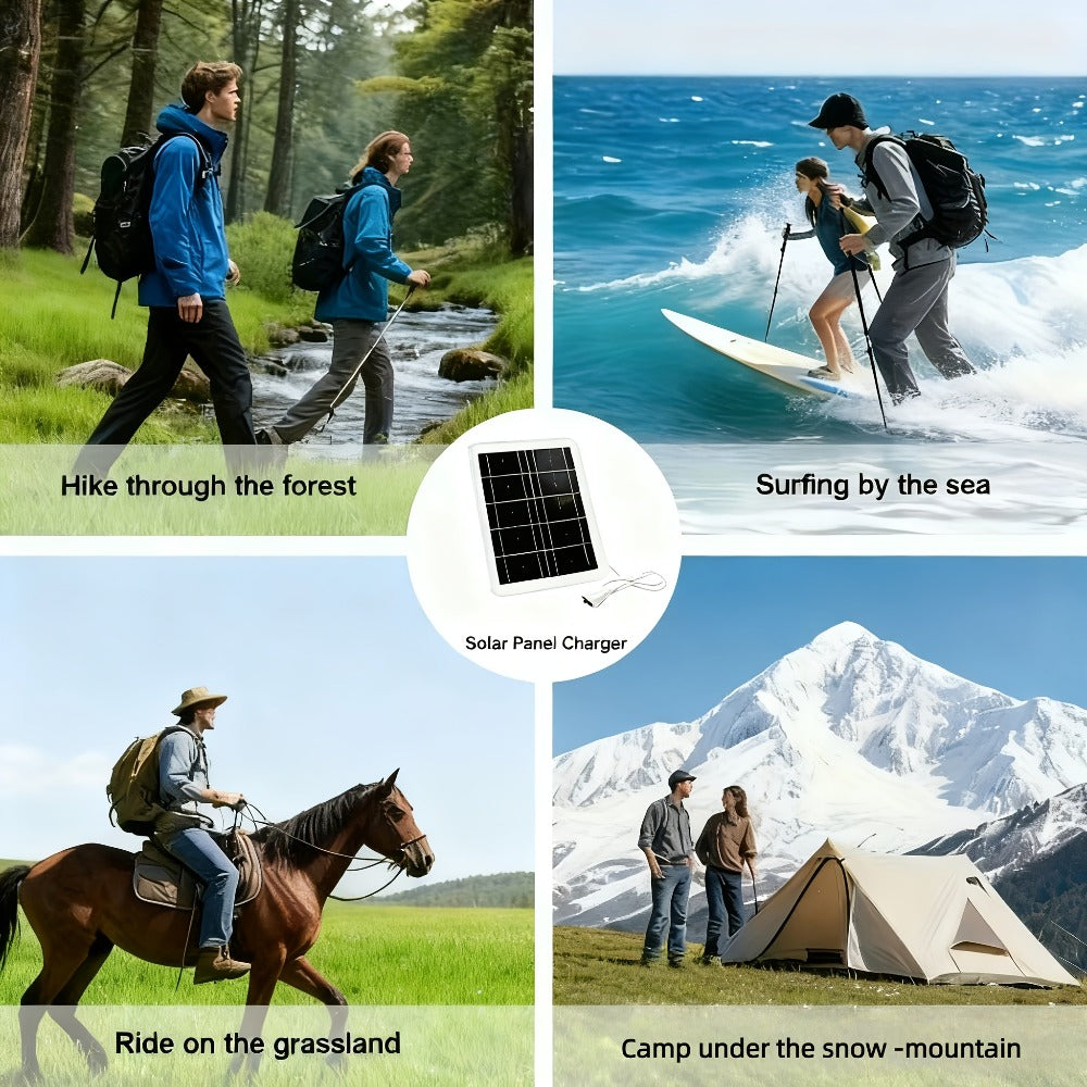 Solar Panel Phone Charger USB – Flexible Photovoltaic Outdoor Charging Panel with USB Cable, Portable Solar Power Generator for Camping, RV, Hiking & Emergency Device Charging (2W / 10W)