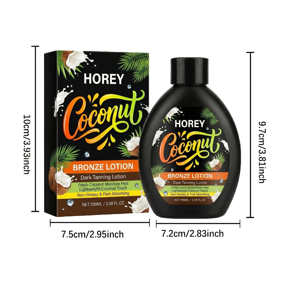Coconut Bronze Self-Tanning Lotion 100ml in Black Flip-Cap Bottle with Ingredient Panel for Body Application