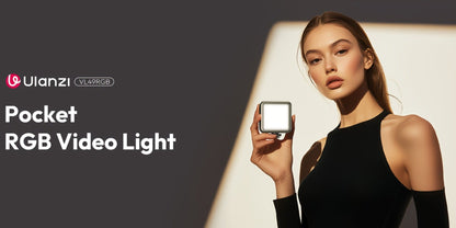 ULANZI VL49 RGB Video Light 360° Full Color LED Camera Light Panel - 2000mAh Rechargeable Dimmable Photography Lighting with 3 Cold Shoe Mounts & Magnetic Attachment for Portrait Studio Content Creation