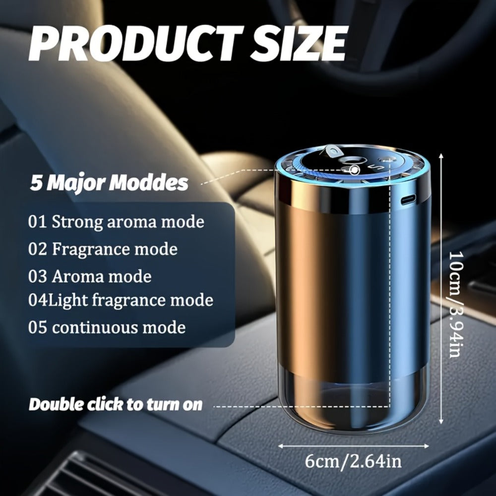 Car Aroma Diffuser Rechargeable with 3 Essential Oils – LED Light Auto Shutdown Silent Leak-Proof Odor Removal Fresh Fragrance Car Air Freshener