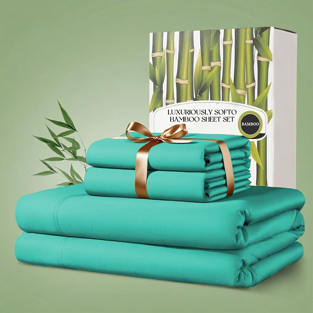 Sheet Set, Four-Piece 30% Lyocell and 70% Viscose Bedding with 18-to-24-Inch Fitted Pocket and Twelve Colors