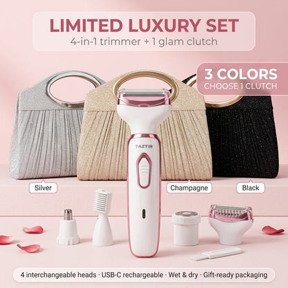 Electric Shaver 4-in-1 Women’s Grooming Kit with USB Charging for Face, Nose, Legs, Underarms and Bikini