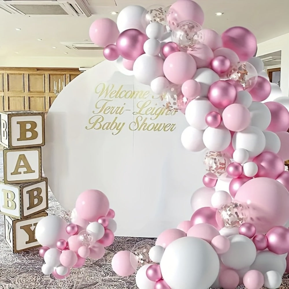 Two-Piece Flexible Gold Balloon Arch Stand Kit with 8FT and 5FT Columns, Bases and Attachments