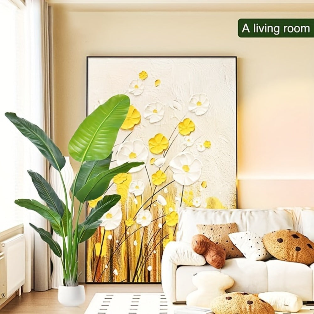 Artificial Bird of Paradise Tree with Broad Green Leaves and Base Pot in 62.99 or 70.87-Inch Heights