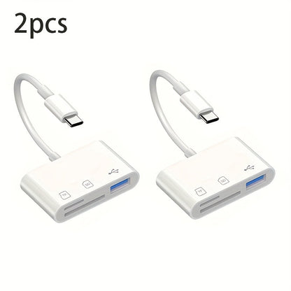 USB-C OTG SD Card Reader Adapter 2-Pack, Type-C to SD & Micro SD/TF Memory Card Reader for iPhone
