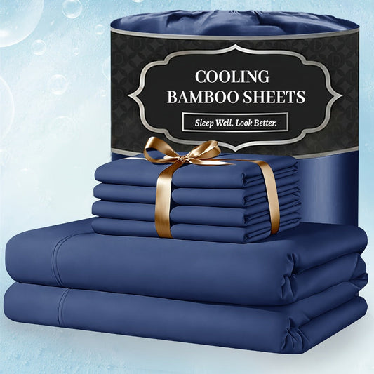 Bed Sheet Set 4-Piece Bamboo-Derived Fabric with Source-Listed Extra-Deep Pocket and Eighteen Colors