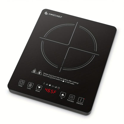 Induction Cooktop 1800W Single Burner Countertop Induction Cooker with Touch Control Timer for Home Cooking, Dining and Outdoor Meals
