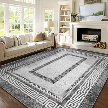 Persian-Inspired Floral Area Rug in Gray with Four Size Options for Living Room, Bedroom or Seating Areas