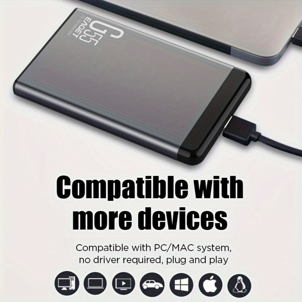 Slim 500GB Portable Hard Drive with USB 3.0 Connection, EAGET G55 Metal-Shell Label and 2.5-Inch Format
