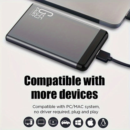 Slim 500GB Portable Hard Drive with USB 3.0 Connection, EAGET G55 Metal-Shell Label and 2.5-Inch Format