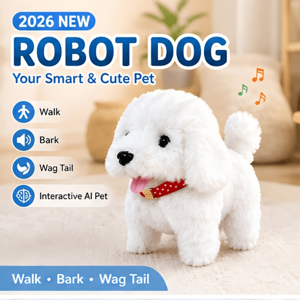 Robot Dog Toy for Kids Interactive Plush Puppy Walks Barks Wags Tail Smart AI Electronic Pet Realistic Sounds Stuffed Dog Gift for Boys Girls Ages 3+ Birthday Christmas