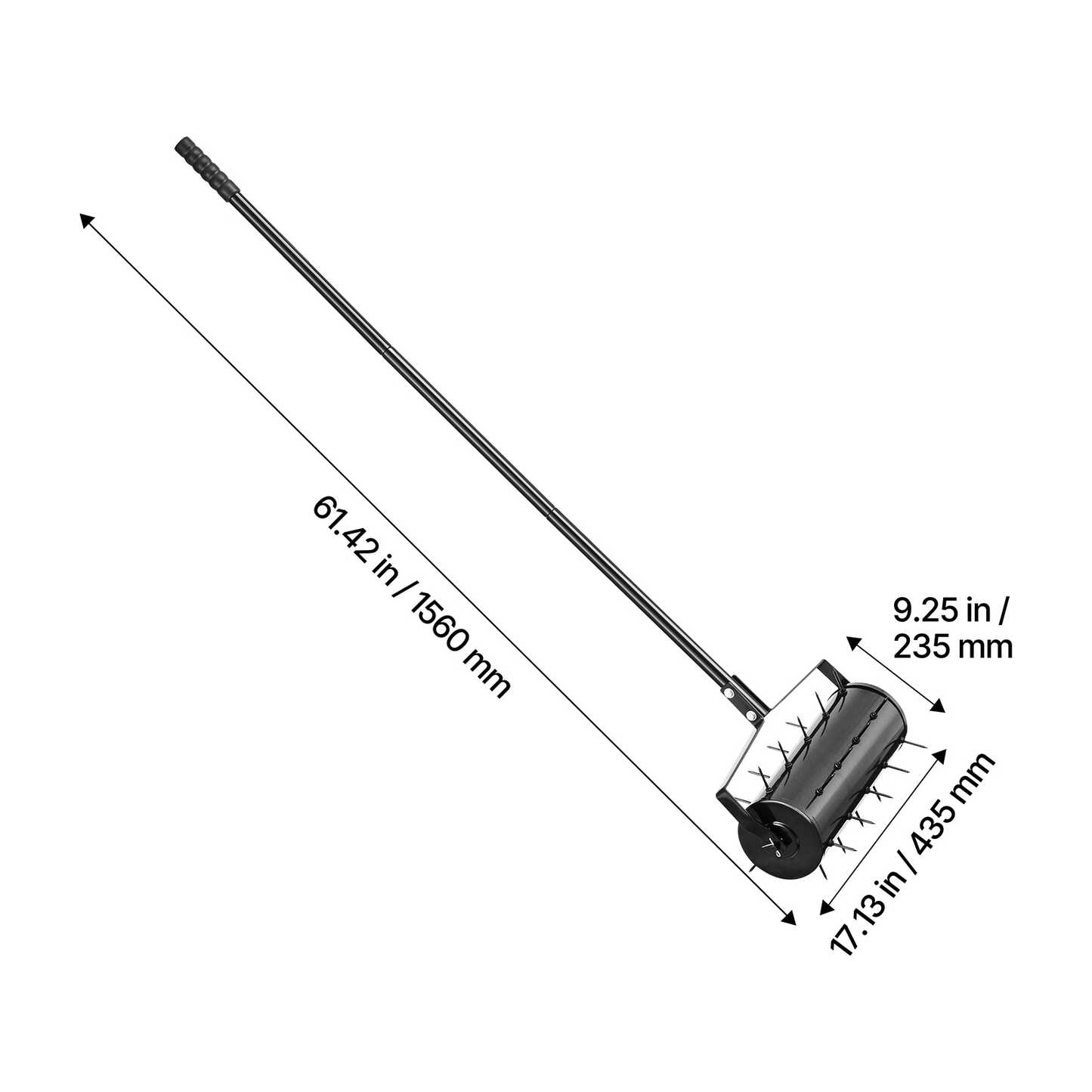 Rolling Lawn Aerator with 18- or 21-Inch Drum, 27 Spikes and Detachable Three-Section Handle