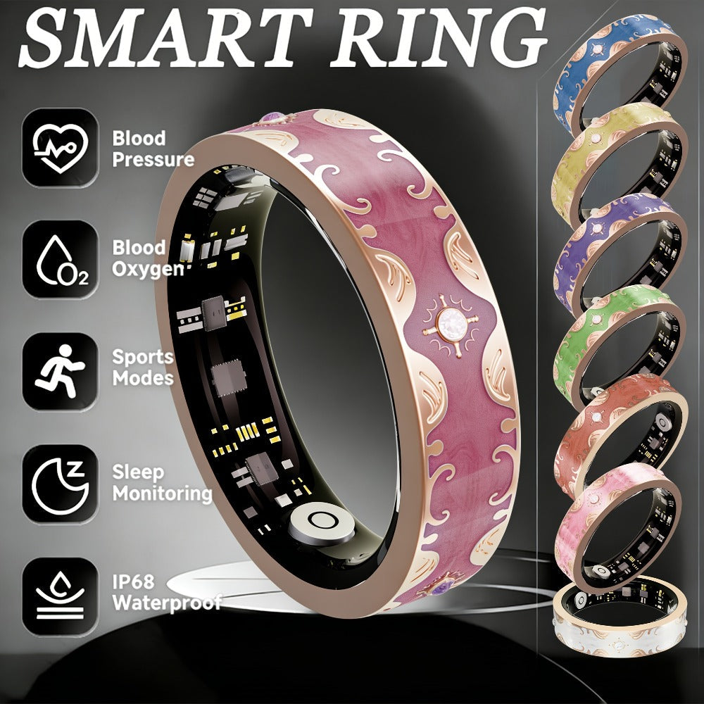 Smart Ring for Women Health & Sleep Tracker No Subscription – 24/7 Heart Rate Stress Fitness Monitoring, Gesture Photo Control, Strava Sync, iPhone & Android Compatible, Navy Blue & Sunset Purple US Size 7 9 10