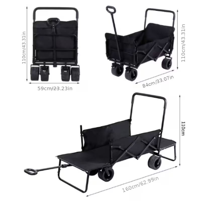 Foldable Utility Wagon Cart 550 lbs – Heavy Duty Collapsible Outdoor Cart with Bench Seat & All-Terrain Wheels