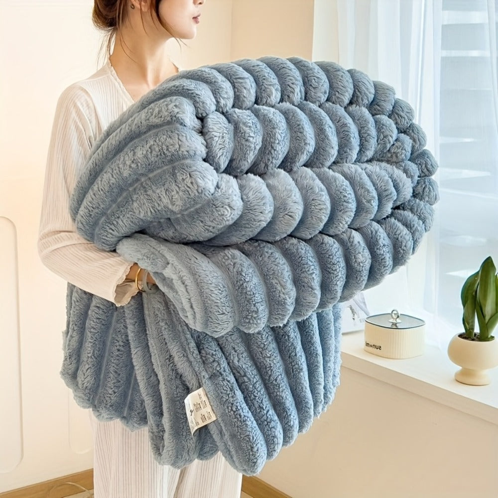 Reversible Faux Rabbit Hair Blanket in Four Colors and Five Sizes from 39 x 60 to 108 x 90 Inches