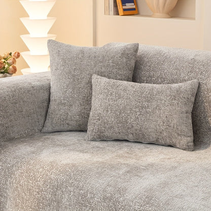 Sofa Cover 300 GSM Solid Chenille Throw with Fringe in Four Colors and Sizes from Single Seat to 71 x 150 Inches