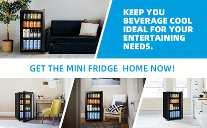 Beverage Refrigerator with Glass Door – Mini Fridge 2.0/3.5/4.0 Cu Ft, LED Lights, Adjustable Shelves, R600a Cooling for Beer, Wine & Drinks, Home, Office & Bar