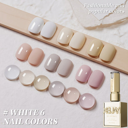 Gel Nail Polish Set 6 Colors White Shades Gentle White Collection - Milk Tea Cherry Blossom Pink Soak Off UV LED Long Lasting Spring Summer Nail Art Gel Polish for Women Salon Home DIY