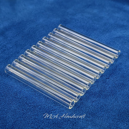 Borosilicate Glass Straws 10pcs Reusable Clear 12mm Wide, Heat Resistant 150°C Dishwasher Safe, Glass Drinking Straws for Hot Cold Drinks Coffee Tea Smoothies Juice, 3 Sizes Available