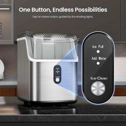 Countertop Ice Maker with 26 lb Bullet or 35 lb Nugget Ice Options, Basket, Scoop and Four Colors