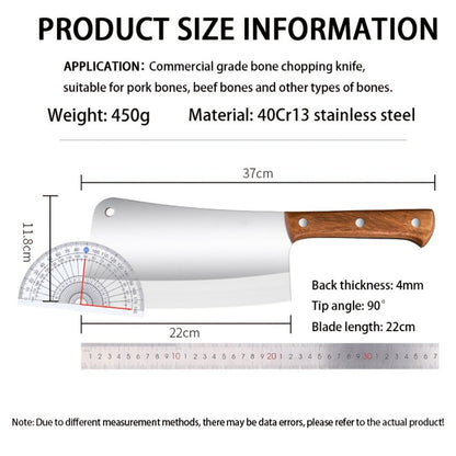 Extra-Thick 22 cm Blade Meat Cleaver with Hanging Hole, Broad Chopping Profile and Wood-Tone Handle