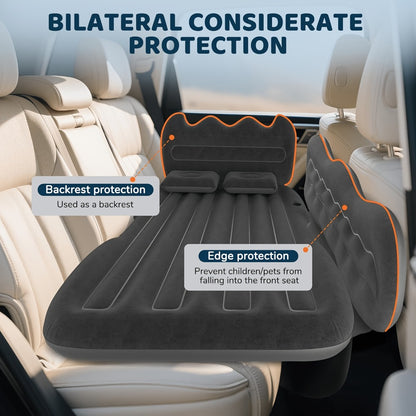 Inflatable Car Bed Plush Folding Design with Storage Bag & Tool Kit Soft Skin-Friendly Comfortable Outdoor Car Air Mattress for Camping Travel Road Trip, Multiple Colors