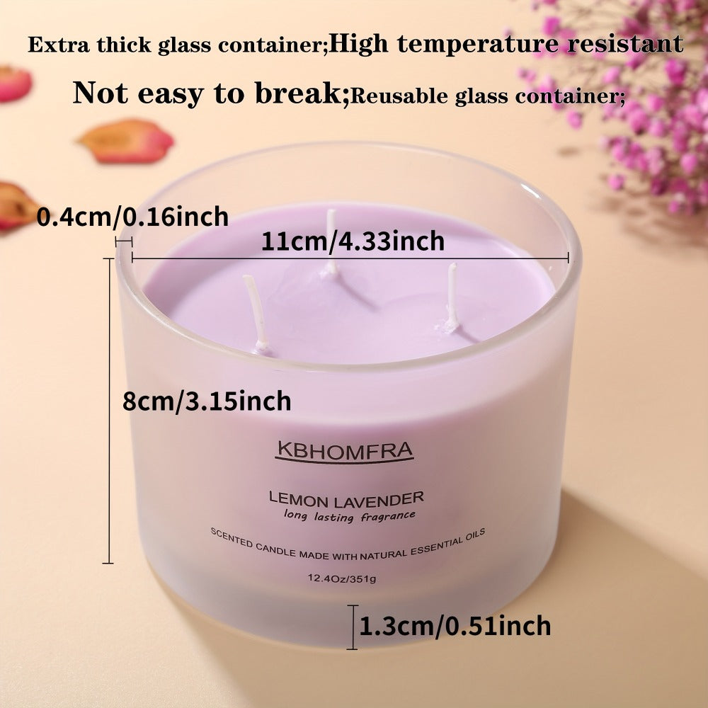 12.4oz Candle with Three Cotton Wicks, Wide Glass Jar, Gift Box and Six Fragrance Selections