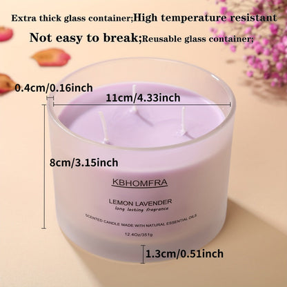 12.4oz Candle with Three Cotton Wicks, Wide Glass Jar, Gift Box and Six Fragrance Selections