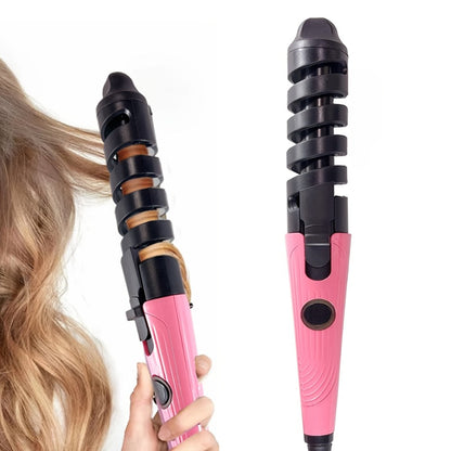 Spiral Curling Wand for Women Professional Hair Curler Electric Curl Iron Fast Heat-Up Long-Lasting Waves Bouncy Defined Spiral Curls All Hair Types Lightweight Ergonomic US Plug Gift for Girls Pink
