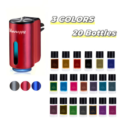 Car Air Freshener Aroma Diffuser with Essential Oils – USB Powered Smart Scent Diffuser for Car, 3/6/10/20 Bottles 0.34oz Essential Oils Included, Compact Cup Holder Design, Multi-Color