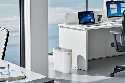 Small Bathroom Trash Can with Built-In Handles Rustproof Space Saving Plastic Waste Bin for Bathroom Laundry Office Includes Trash Bags