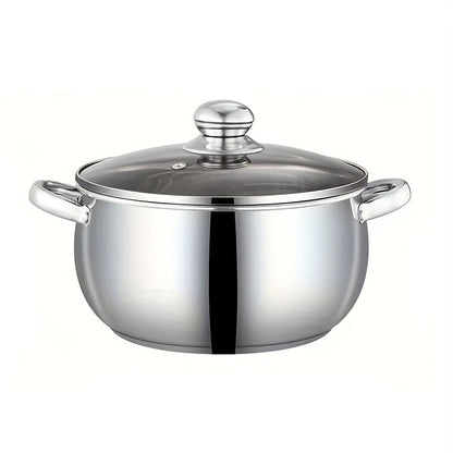 Stainless Steel Soup Pot Apple Pot Heat Resistant Handles Dishwasher Safe Versatile Cookware for Boiling Steaming Stewing Everyday Kitchen Cooking Healthy Safe Silver