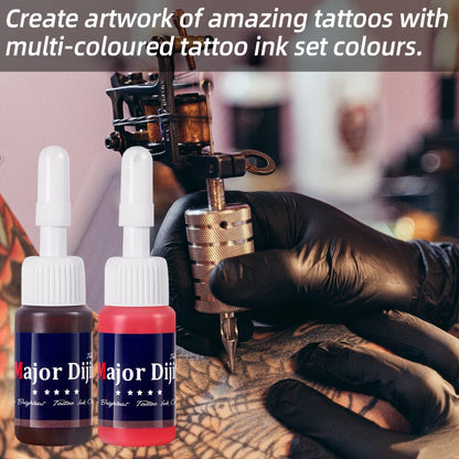 54 Color Tattoo Ink Set Professional - Complete Permanent Tattoo Ink Kit Full Spectrum Vibrant Pigments, Long-Lasting Fade-Resistant Formula, for Rotary Coil & Pen Tattoo Machine, Artists & Beginners