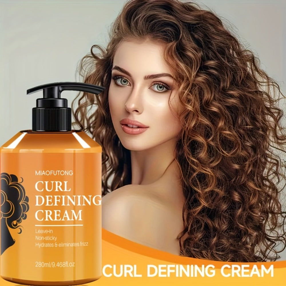 Curl Defining Cream with Argan Oil 280ml Frizz Control Moisture Lock Hydrating Styling Conditioner – Enhances Shine Boosts Volume Heat-Free Curl Definer for Curly Wavy Coily Hair Women