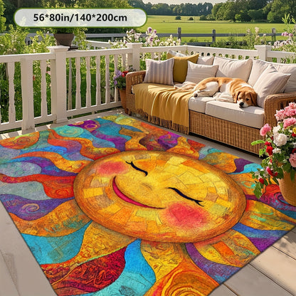 Outdoor Mat Fleece Printed Pattern Soft Non-Slip Rug Machine Washable for Living Room Bedroom Yard RV Camping Picnic Indoor Outdoor Multiple Sizes
