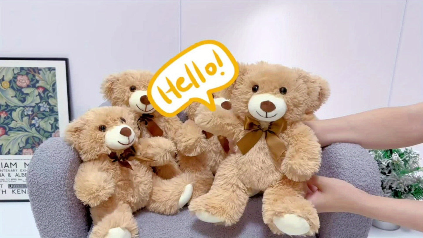 Plush Toy Eight-Pack of 11-Inch Teddy Bears in Dark Brown or Khaki for Events and Favors for Character Display, Room Decor and Gift
