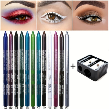 water-resistant Eyeliner Pencil Set 12 Colors with Sharpener extended-wear Multicolor Eye Liner Kit for Daily Wear Stage Cosplay Festival