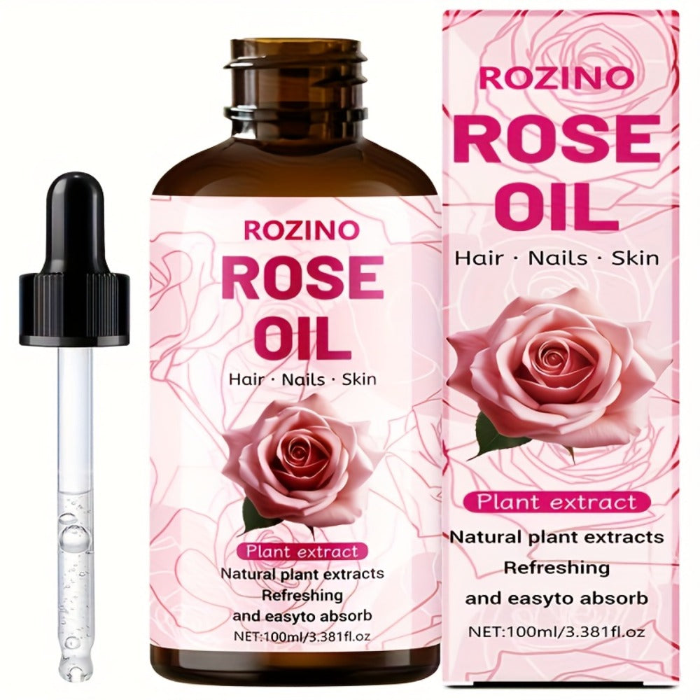 Essential Oil Rose 100ml or 3-Bottle Value Pack with Dropper for Massage, Shower and External Care