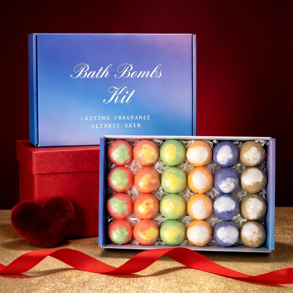 Bath Bombs Gift Set 24 Pack Handmade with Essential Oils - Luxury Bubble Bath Fizzes 20g Each, Moisturizing Spa Bombs for Women, Wife, Girlfriend, Birthday, Christmas & Anniversary Gift