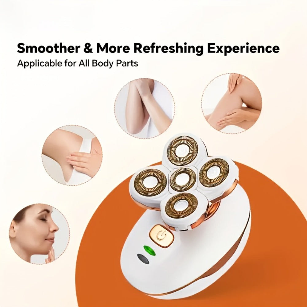 Painless Women's Electric Razor & Bikini Trimmer Cordless Rechargeable Hair Removal for Legs Armpits Face Bikini Line Wet Dry Portable Ladies Body Shaver Grooming Device White Black
