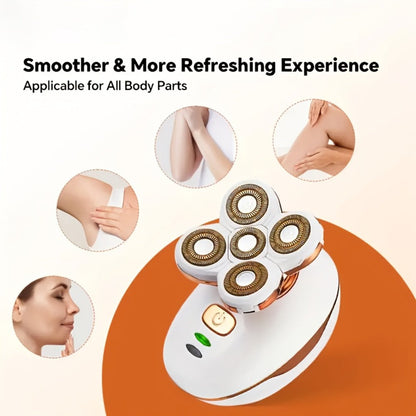 Painless Women's Electric Razor & Bikini Trimmer Cordless Rechargeable Hair Removal for Legs Armpits Face Bikini Line Wet Dry Portable Ladies Body Shaver Grooming Device White Black