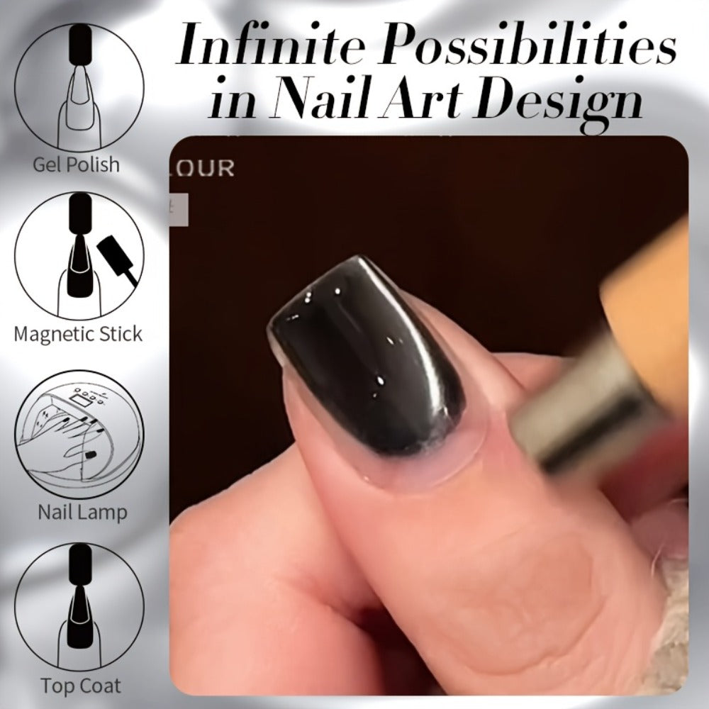 Gel Nail Polish in 10ml Black Magnetic Cat-Eye with Glass-Bead Shimmer, BGC01 or MY49 for Shimmer Art