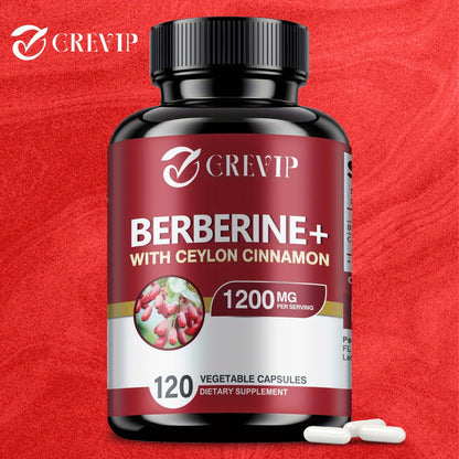 Dietary Supplement Berberine HCl and Ceylon Cinnamon Capsules, 120 Count with Multi-Bottle Options