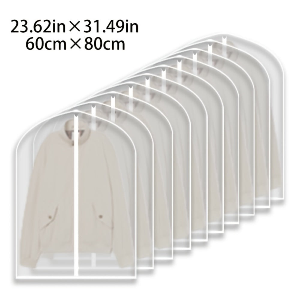 Ten-Piece Translucent Hanging Garment Bag Set with Full Zippers in Four Exact Length Options