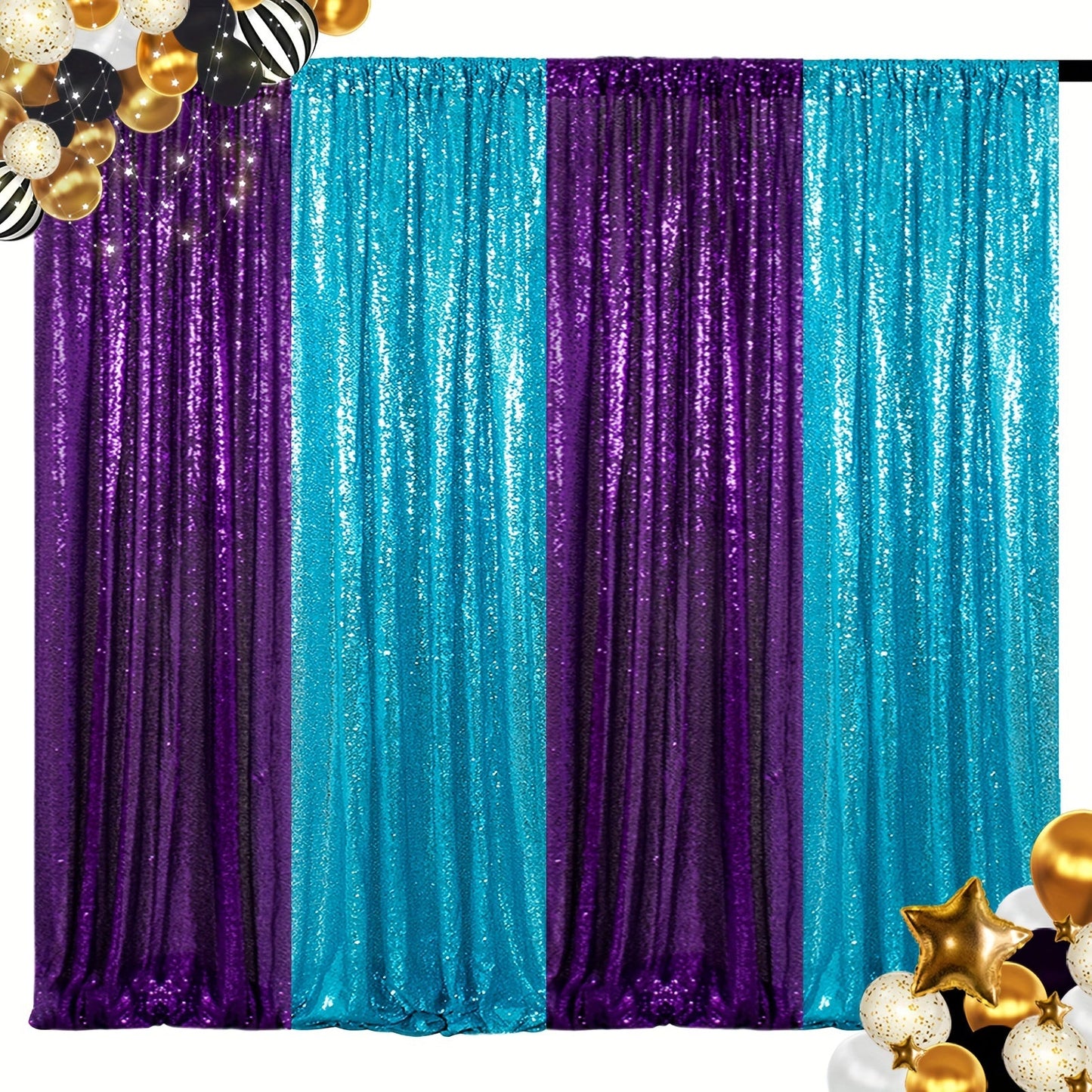 Sequin Backdrop Curtain 4 Panels 2FTx8FT – Shimmer Glitter Background for Wedding Party Photo Booth Decoration