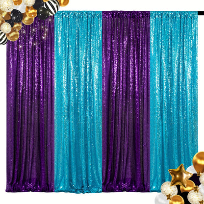 Sequin Backdrop Curtain 4 Panels 2FTx8FT – Shimmer Glitter Background for Wedding Party Photo Booth Decoration