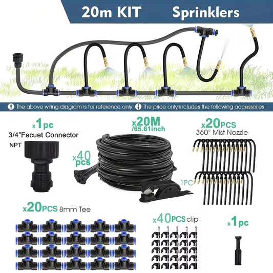 Drip Irrigation Kit Automatic Watering System Garden Sprinkler Misting Atomization Hose 5m–20m