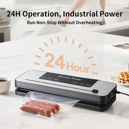 Countertop Vacuum Food Sealer with 65kPa Marking, Integrated Bag Cutter, Hose Port and 10 Bags