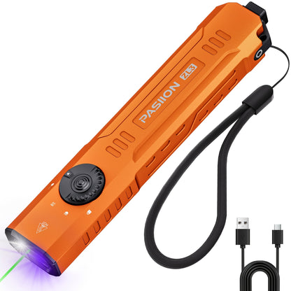 Flashlight Flat EDC Triple-Light Torch with White, Green and UV LEDs, Type-C Charging and Glass Breaker