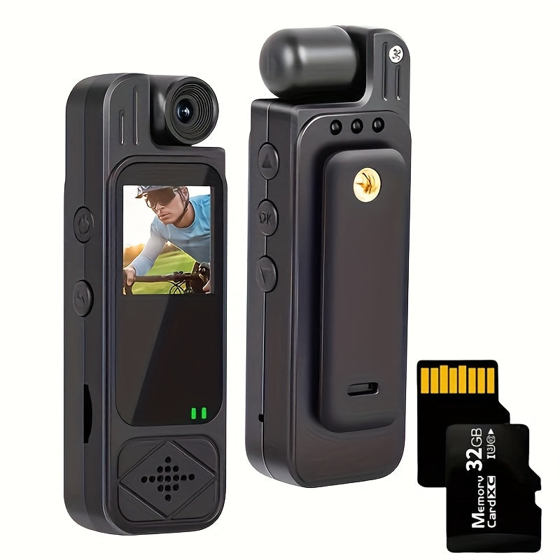 1080P Body Camera 180° Rotating Lens Portable Handheld Camcorder, USB Rechargeable, Compact Video Recorder for Vlogging Travel Meetings Celebrations, Gift for Kids Adults